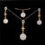 AlphaGal Golden Plated Jewelry Sets For Women Luxury Wedding Bridal Rhinestone Gem Jewelry Set Opal Cat's Eye Necklace Earrings Set