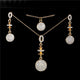 AlphaGal Golden Plated Jewelry Sets For Women Luxury Wedding Bridal Rhinestone Gem Jewelry Set Opal Cat's Eye Necklace Earrings Set