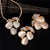 AlphaGal Golden Plated Jewelry Sets For Women Luxury Wedding Bridal Rhinestone Gem Jewelry Set Opal Cat's Eye Necklace Earrings Set
