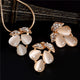 AlphaGal Golden Plated Jewelry Sets For Women Luxury Wedding Bridal Rhinestone Gem Jewelry Set Opal Cat's Eye Necklace Earrings Set