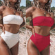 bikinis 2019 mujer Women Pure color Tube up Two Pieces Bikini Push-Up Swimsuit Swimwear Beachwear maillot de bain femme bathing