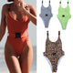 maillot de bain femme 2019 Summer Women Sexy Wave Leopard Print Can Adjust Buckle Beach Linkage Swimsuit swimwear dropshipping