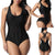 maillot de bain femme 2019 Women Large Size Beach Swimsuit Split Conservative swimwear Print High maillot de bain femme