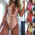 maillot de bain femme 2019 Women One-Piece Swimsuit Snake Print Bandage Backless Bikini Set Beachwear maillot de bain femme