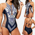 maillot de bain femme 2019 Women Print Hollow Out Bandage One Piece Bikini Swimsuit Bathing Suit Beachwear swimwear dropshipping