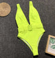 neon deep v one piece swimwear women buckle belt swimsuit maillot de bain femme 2019 beachwear swim bathing suit women monokini