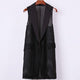plus size 4XL Women Black Long Hollow Vest Coat Europen Style Waistcoat Sleeveless Jacket Large Outwear Top Vest Roupa Female