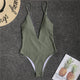 sexy backless deep V swimwear women one piece swimsuit 2019 new white yellow bikini swimming bathing suit badpak pleat beachwear