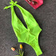 sexy mesh bandage swimsuit women one piece swimwear neon green bikini deep v bathing suits maillot de bain badpak dames monokini