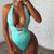 sexy neon one piece swimwear deep v swimming bathing suit for women long braided bandage swimsuit badpak costumi da bagno donna