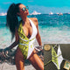 sexy neon swimwear women leopard patchwork one piece swimsuit 2019 bandage bathing suit deep v bikini high cut badpak monokini