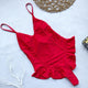 sexy ruffle swimwear women one piece swimsuit 2019 string bandage backless bather bathing suits v neck beachwear badpak dames