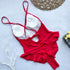sexy ruffle swimwear women one piece swimsuit 2019 string bandage backless bather bathing suits v neck beachwear badpak dames