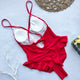 sexy ruffle swimwear women one piece swimsuit 2019 string bandage backless bather bathing suits v neck beachwear badpak dames