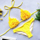 yellow flower bikini set red shirred bikinis 2019 mujer maillot de bain femme bandage pleated swimsuit women push up swimwear